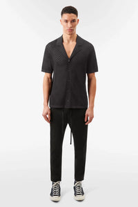 DRYKORN RAY CUBAN COLLAR KNIT SHIRT BLACK