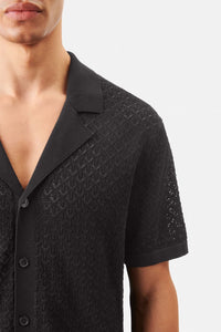 DRYKORN RAY CUBAN COLLAR KNIT SHIRT BLACK