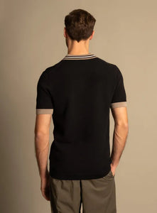 DRYKORN BRAIAN KNIT POLO SHIRT BLACK BEIGE