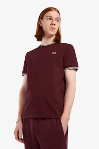 FRED PERRY TWIN TIPPED RINGER T-SHIRT OXBLOOD